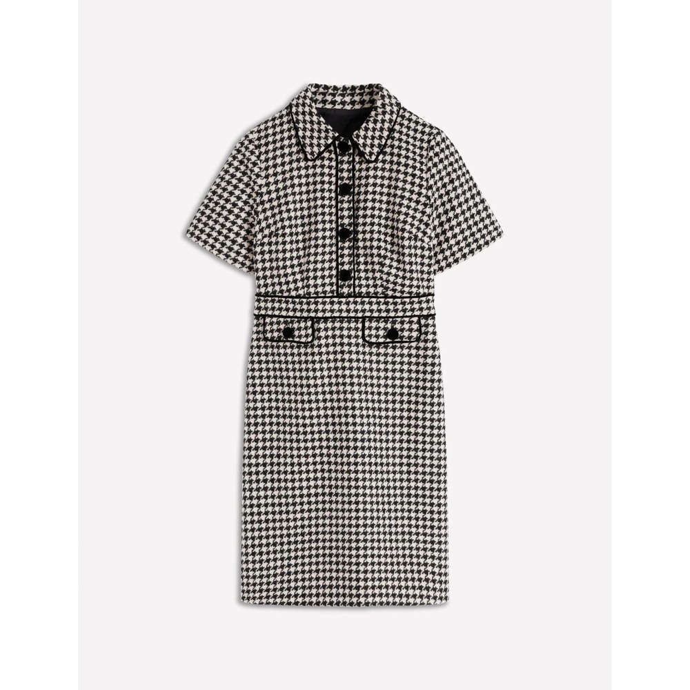 Boden Eda Wool Shift Dress Black White size 12 Regular New With‎ Tags